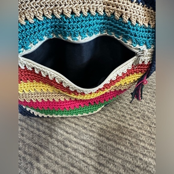 The Sak Bright Multicolor Purse Striped Crochet Shoulder Bag - Picture 3 of 7